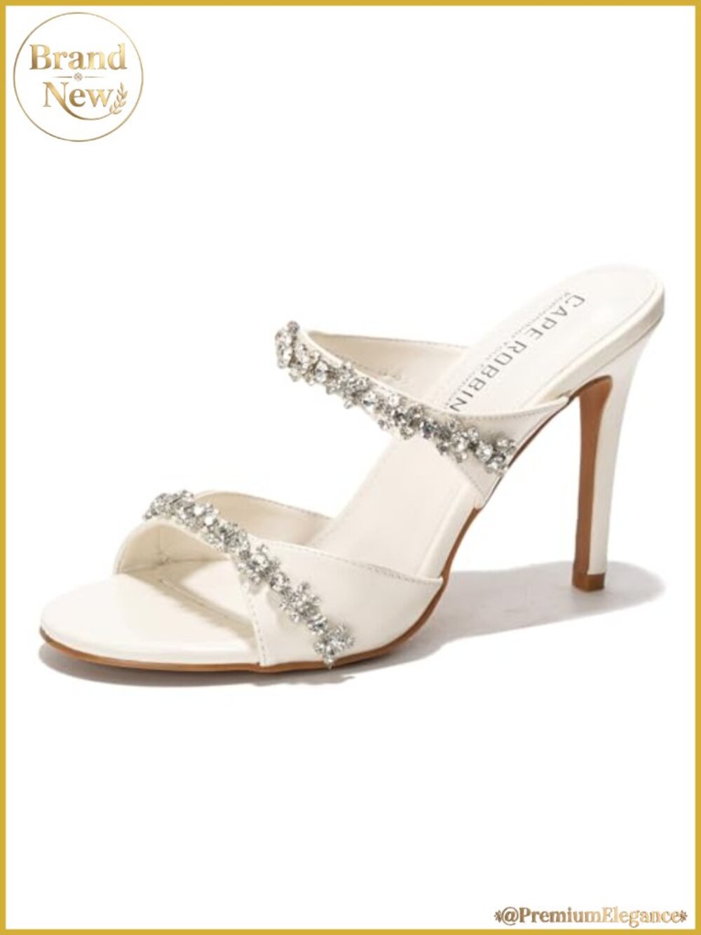 Women's 4" Stiletto Mule Heels Round Toe Slip On Rhinestone Bridal Prom Shoes